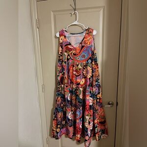 Vibrant Multicolor Paisley Maxi Dress